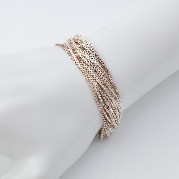 Milor Italy Sterling Silver Multi-Strand Box Chain Bracelet - Picture 2 of 5